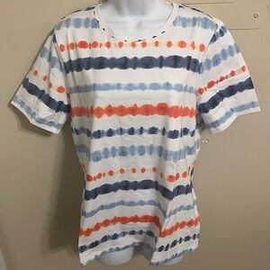 Never Been Worn-Denim& Co.Striped Tie-Dye T-Shirt